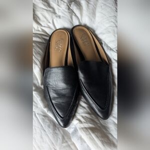 Franco Sarto Black Pointed Leather Slip-On Mules